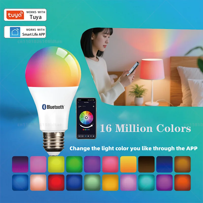 Tuya Bluetooth Smart LED Lampadina 9W 220V 85-265V Luce Intelligente Dimmerabile RGB Luce di Controllo APP Per La Decorazione Della Camera Da Letto luci del partito