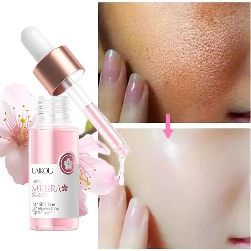 Suero facial blanqueador Sakura que se desvanece, líneas finas, antienvejecimiento, reafirma los poros, mejora el pigmento de melanina, crema hidratante opaca, ilumina el cuidado de la piel