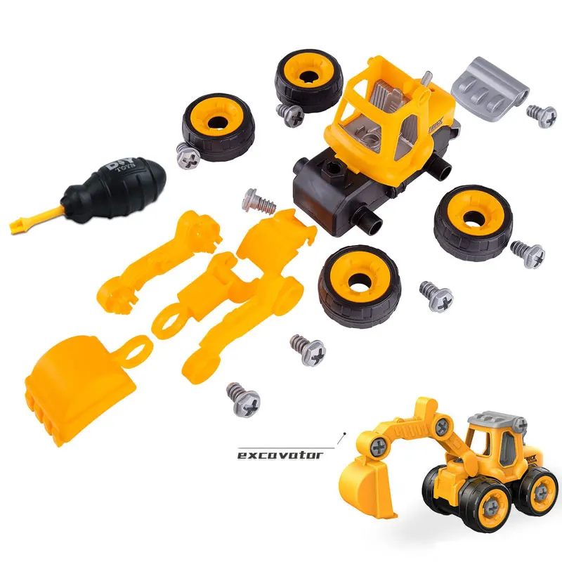 Giocattolo per escavatore a vite per dado per camion fai-da-te per ingegneria in miniatura per bambini per regalo modello di auto/camion educativo per bambini