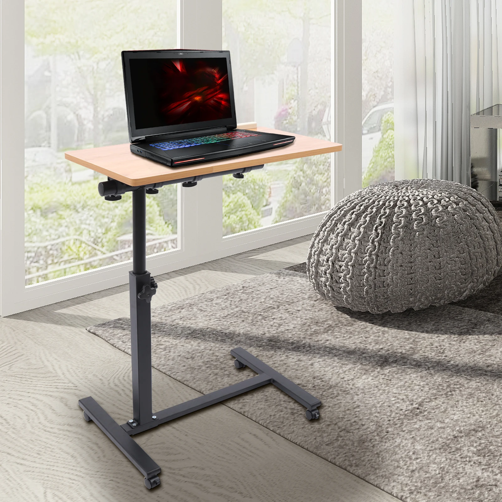 Scrivania per laptop ad altezza regolabile Carrello con rotelle Supporto da tavolo Tavolo mobile per computer Tavolini laterali per divano