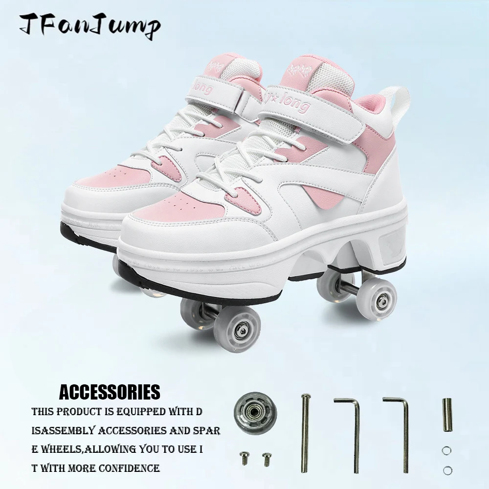 สาวสีชมพู Roller Skate รองเท้ารองเท้าผ้าใบล้อเด็ก Rollerskates แฟชั่นกีฬากลางแจ้งรองเท้าสาวของขวัญ