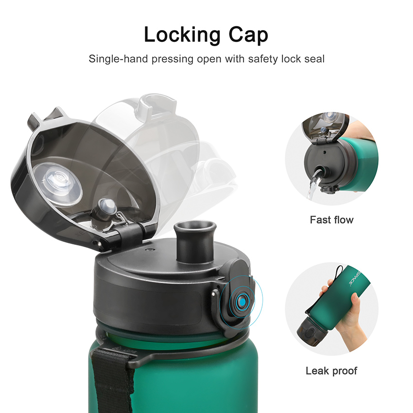 UZSPACE botella de agua botella para agua deportiva portátil a prueba de fugas y a prueba de caídas taza gimnasio escolar hervidor de viaje al aire libre material de protección ambiental Tritan libre de BPA 500/1000 ML