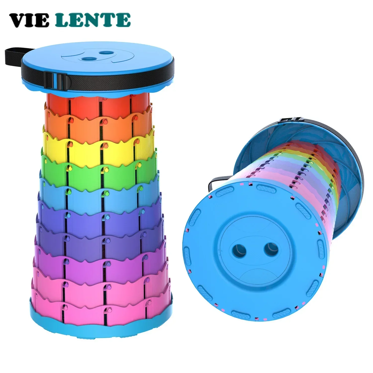 Sgabello pieghevole retrattile arcobaleno da viaggio all'aperto addensato, sgabello retrattile portatile per binari e treni ad alta velocità, sedia da esterno