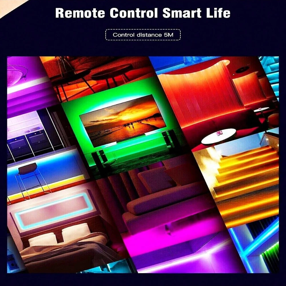 Tira de luces LED RGB USB de 1-30M/100 pies SMD 5050 aplicación Bluetooth Control remoto táctil DC5V tira de neón retroiluminación de TV para decoración del hogar