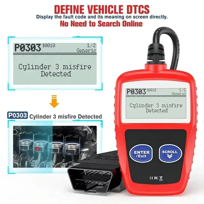 1 pc instrumento de diagnóstico de falhas de carro obd2 códigos de falhas claras ferramentas de digitalização de diagnóstico versão universal