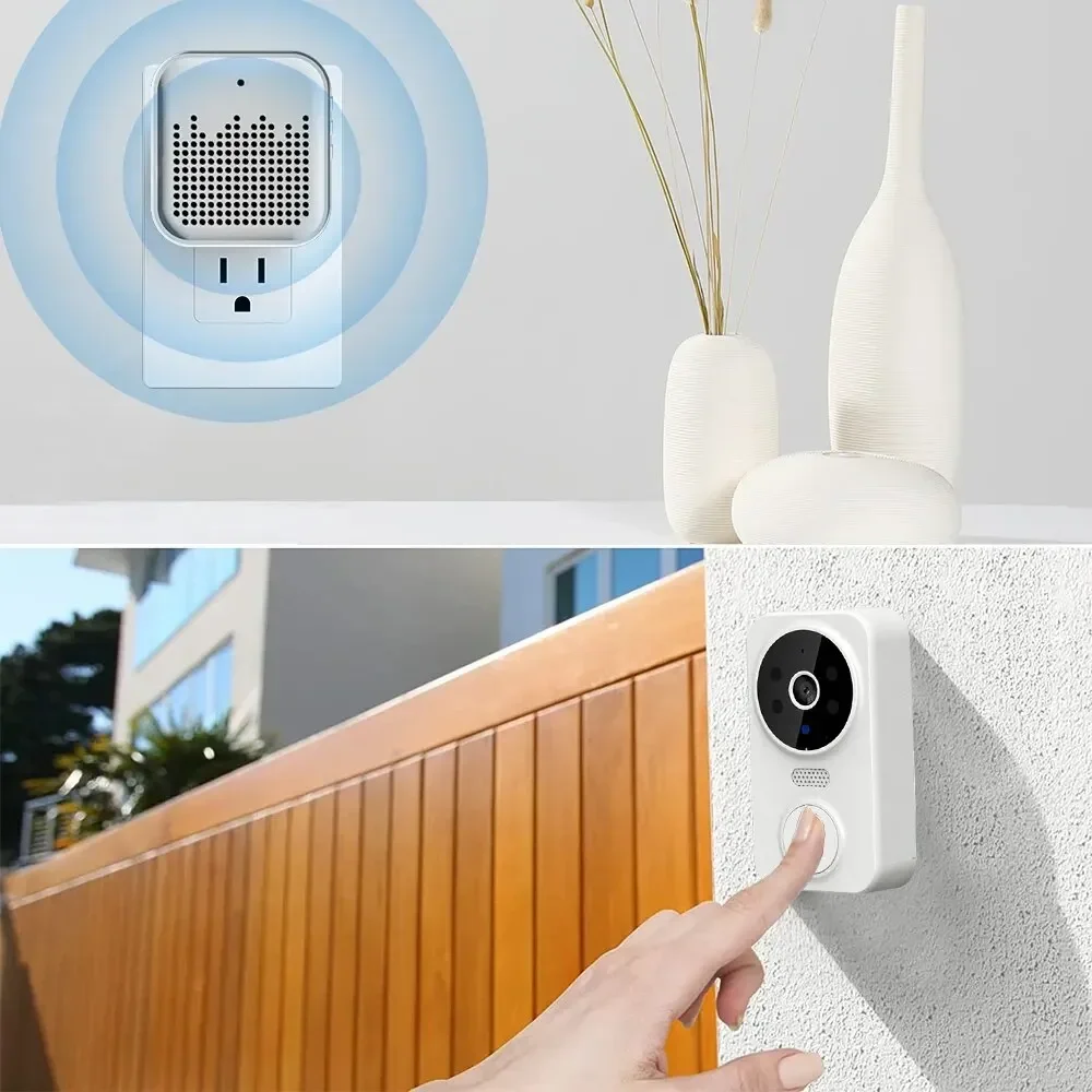 Timbre de vídeo WiFi, timbre inalámbrico WiFi para el hogar, batería recargable, cámara de visión nocturna a Color, timbre Visual