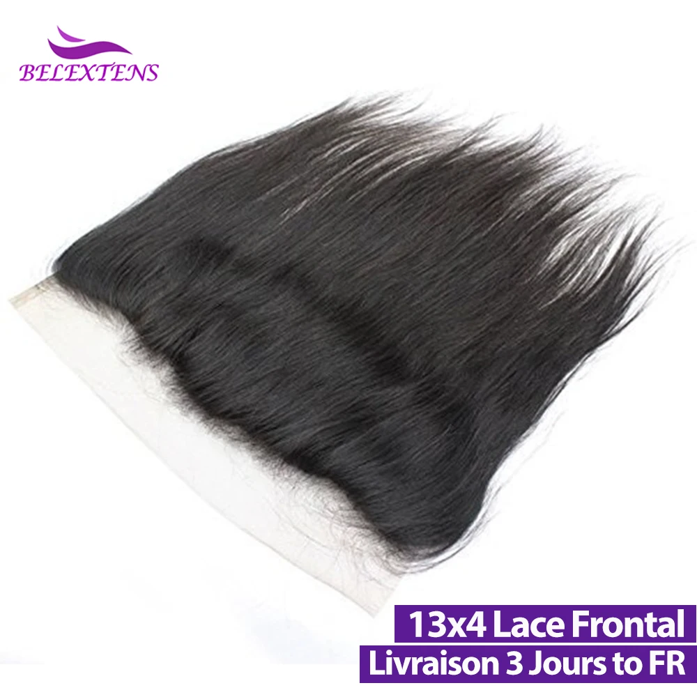 Frontal de renda transparente reta, pré-arrancada, 100% cabelo humano, cabelo natural do bebê, 13x4, 14-24 polegadas, 3 dias de entrega
