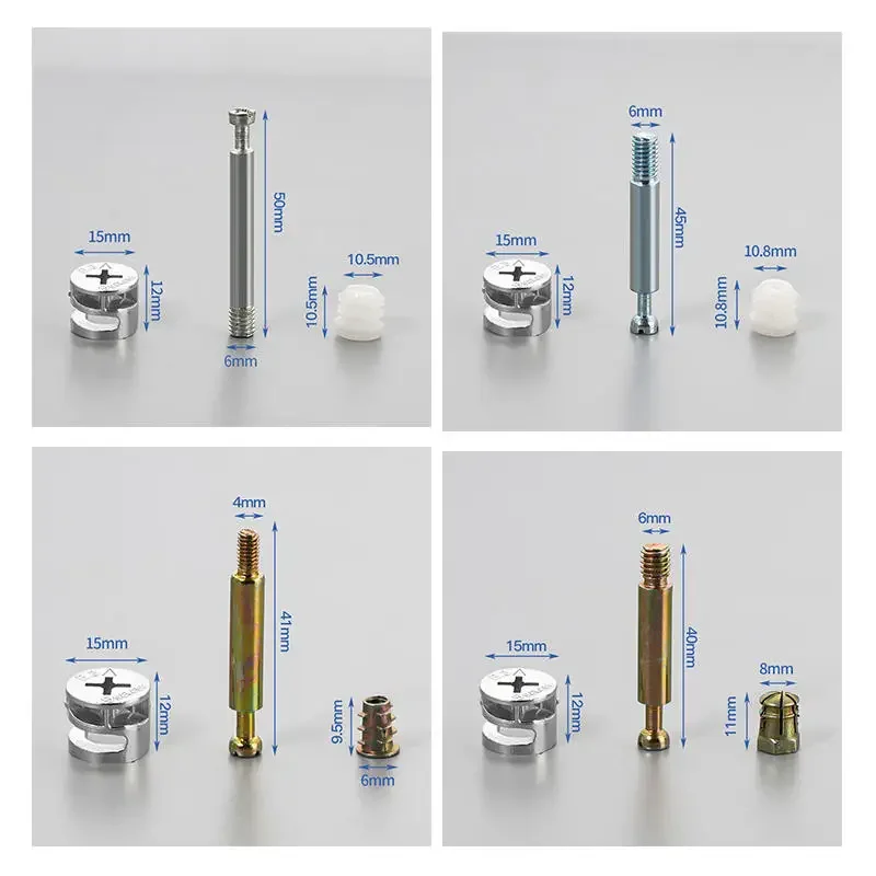20Sets 3-in-1 Furniture Connector Kit Screws Eccentric Wheel Bolt Nut Fastening System for Woodworking Projects