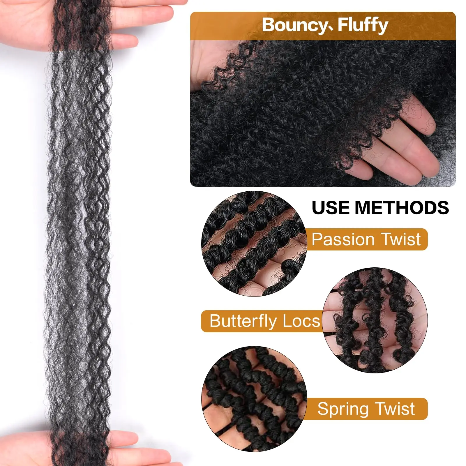 6 paczek wstępnie przetworzonych sprężystych włosów Afro Twist odpowiednich do zniszczonych, miękkich dredów Syntetyczne włosy do zaplatania Marley Twist dla czarnoskórych kobiet