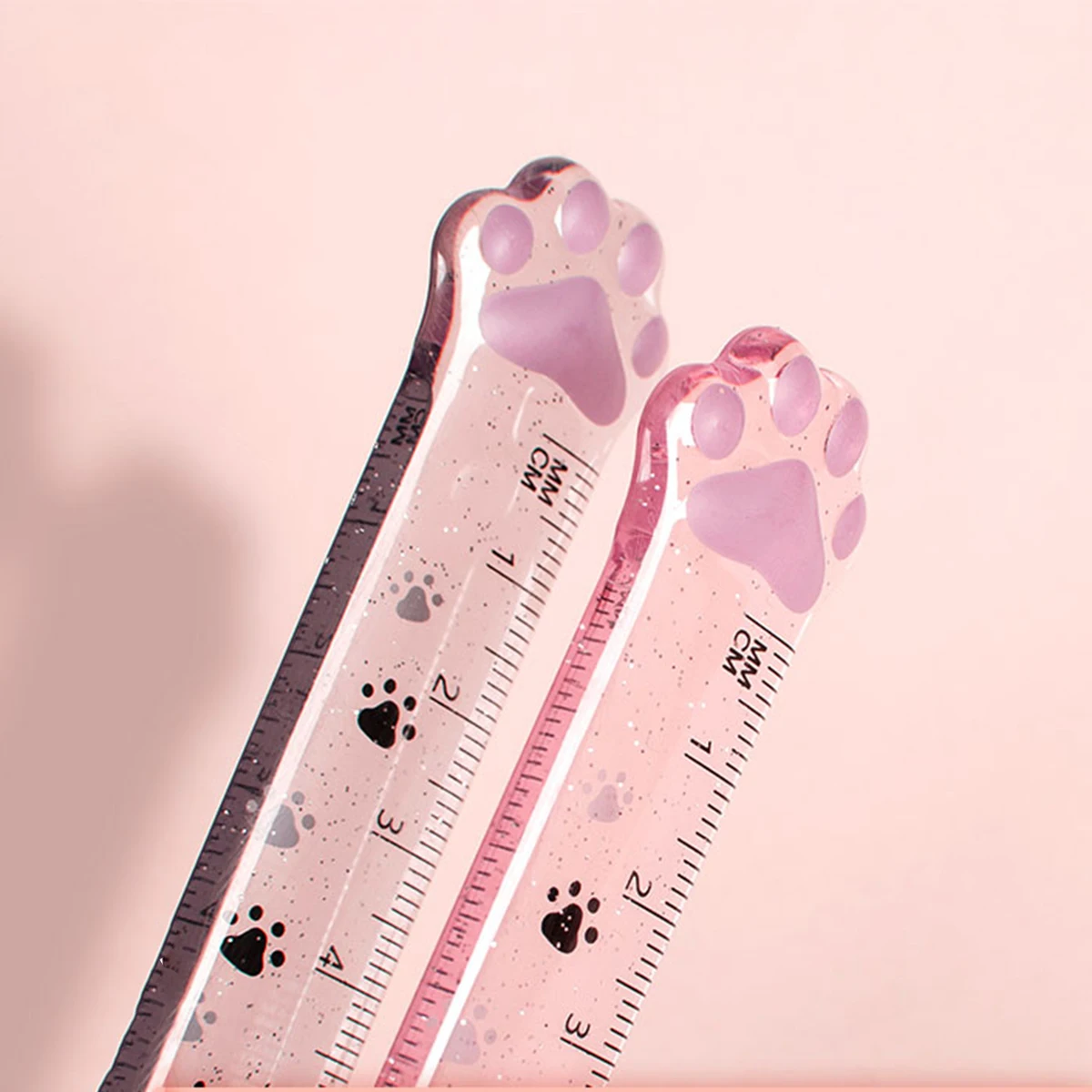 1-2-6 個 Lytwtw のかわいいキティ猫の足ストレート定規かわいい文具面白い描画ギフト韓国オフィス学校測定描画