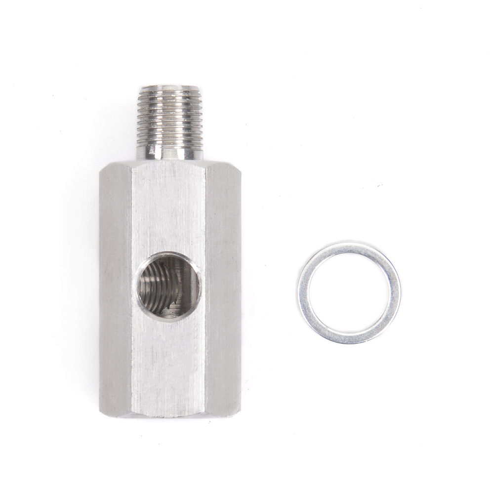 Sensor de presión de aceite de acero inoxidable 1/8 NPT, adaptador en T Sendor a calibre 1/8 NPT, pieza en T con almohadilla de junta tórica