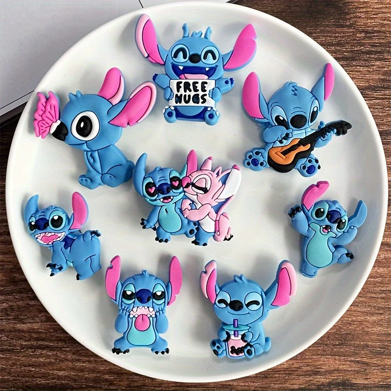 Hot Cartoon Jibbitz Stitch Shoe Charms For Clogs Set of 8 Disney Stitch Themed Shoe Buckles Removable for Decorative Use