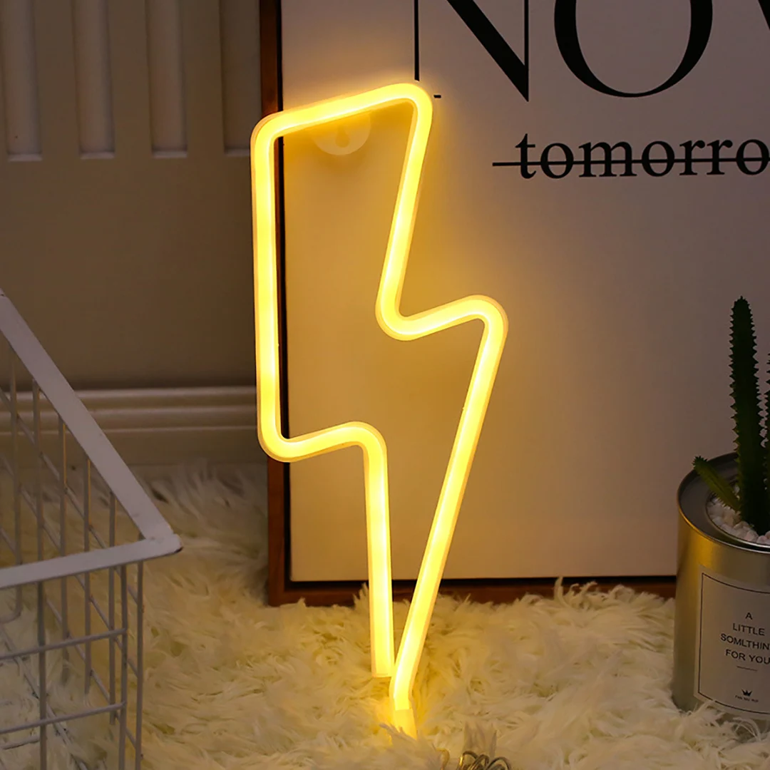 Lightning LED-Neonlicht, USB/batteriebetrieben, Schlafzimmer, Spielzimmer, Wohnzimmer, Büro, Hochzeit, Geburtstag, Partyzubehör