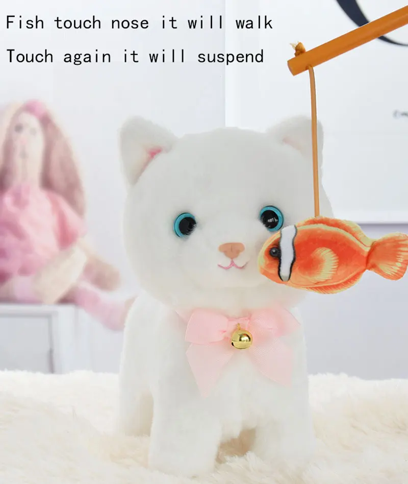 Miaow-Robot electrónico de peluche para gato, juguete interactivo con imán controlado, carga USB, música, animales