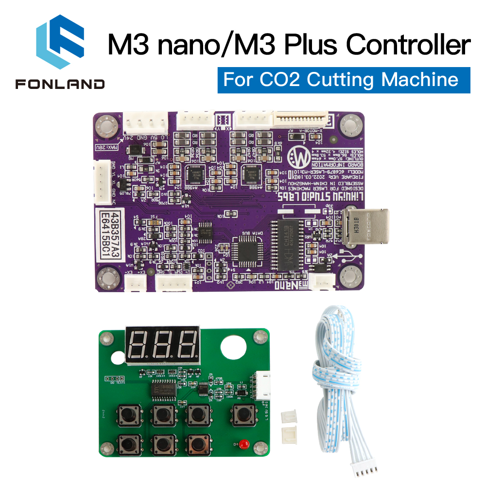 Нано-лазерный контроллер Fonland LIHUIYU M3 PLUS, основная материнская плата, система M2, обновление версии 2025 года с кабелями, гравировальный станок Co2