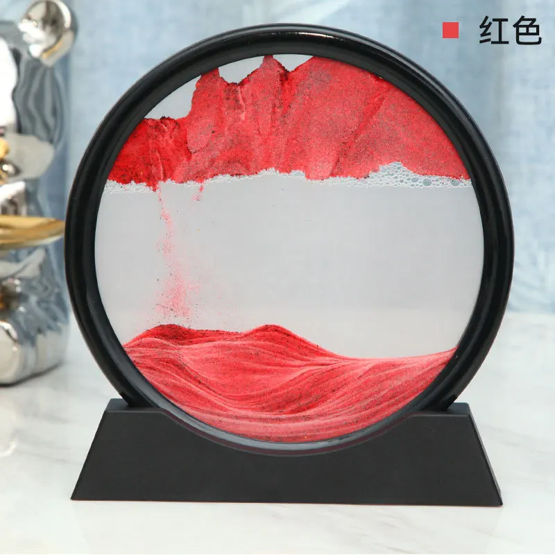 3D 움직이는 모래 아트 그림 라운드 유리 심해 Sandscape 모래 시계 Quicksand 공예 흐르는 모래 그림 사무실 홈 장식 선물