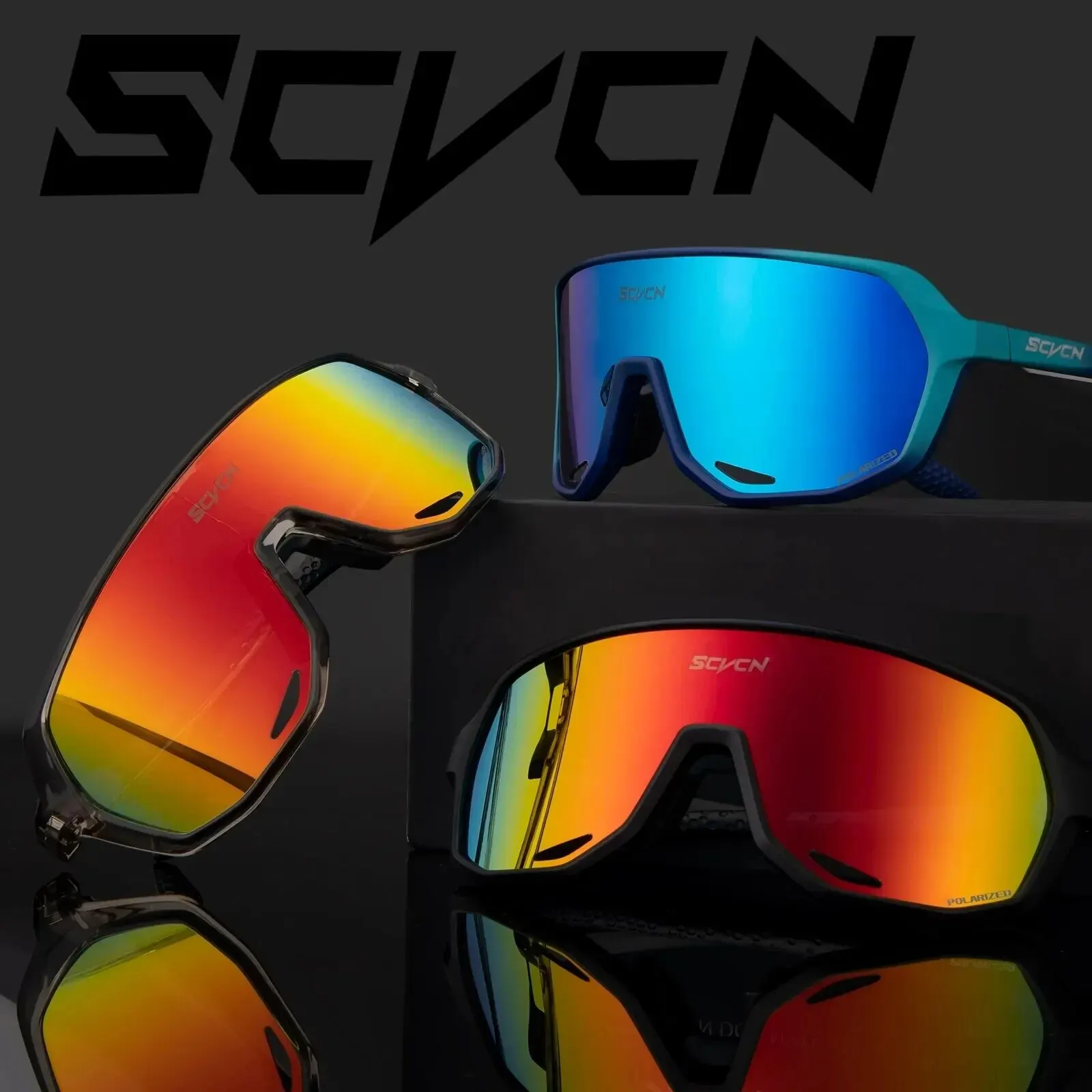 Scvcn 낚시 선글라스 사각형 편광 UV400 낚시 안경 남성 여성 운전 골프 러닝 사이클링 안경 안경