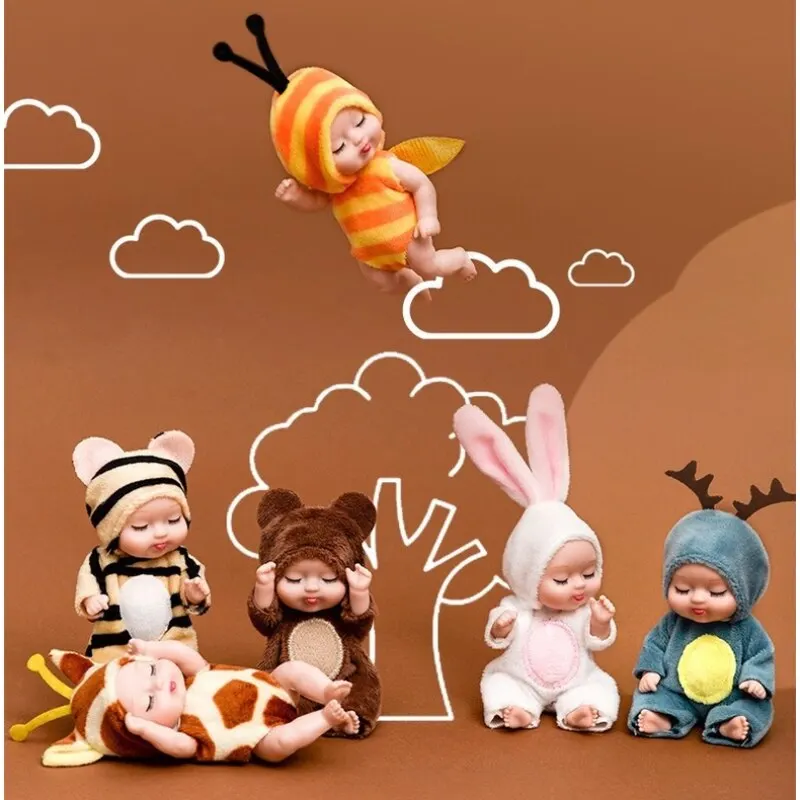 ตุ๊กตาเจ้าหญิงจำลอง2ชิ้นชุดตุ๊กตาทารกน่ารักขนาดเล็กของเล่นการ์ตูนสัตว์สำหรับเด็กตุ๊กตาน่ารักของขวัญสำหรับเด็กผู้หญิง