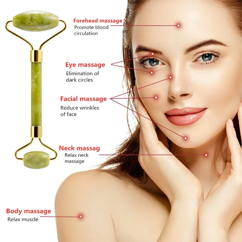 스킨 케어 석영 스톤 천연 페이스 옥 롤러 세트 냉각 눈 Gua Sha 도구 페이셜 뷰티 마사지 페이스 옥 휠 Vulcanic