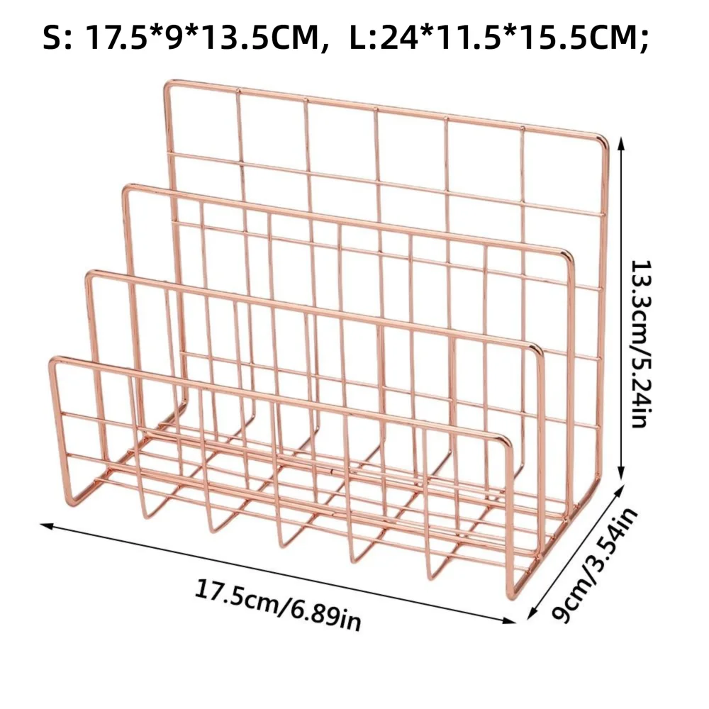 Multicolor Iron Bookshelf Multi-porpose 3 Compartments Magazine Organiser Shelf Hollow Iron Art Newspaper Storage Holder