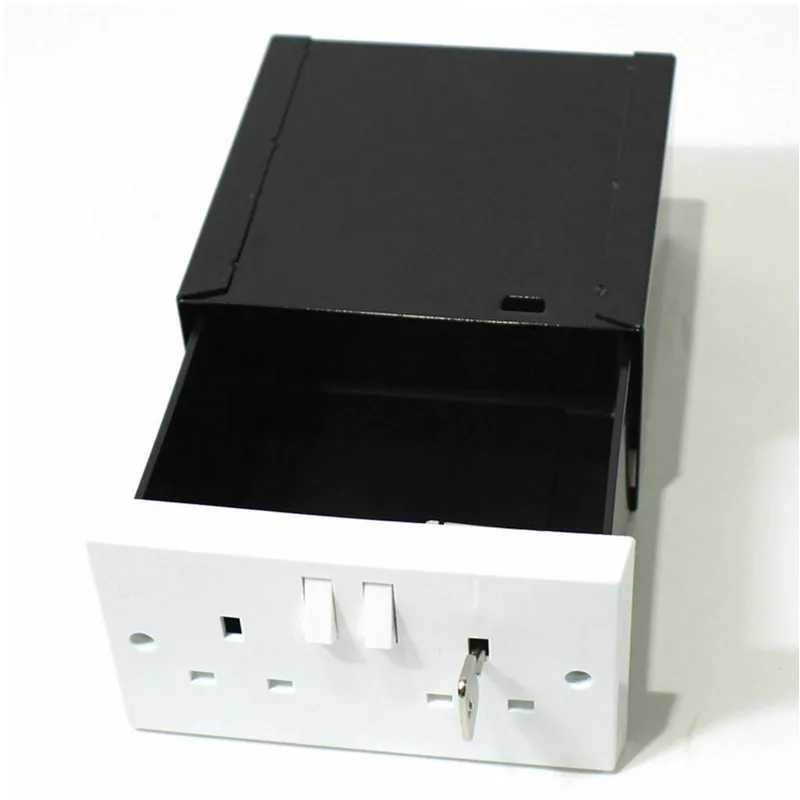 Imitação Duplo UK Plug Socket Wall Security Secret Hidden Stash Box Covert Diversion Safe