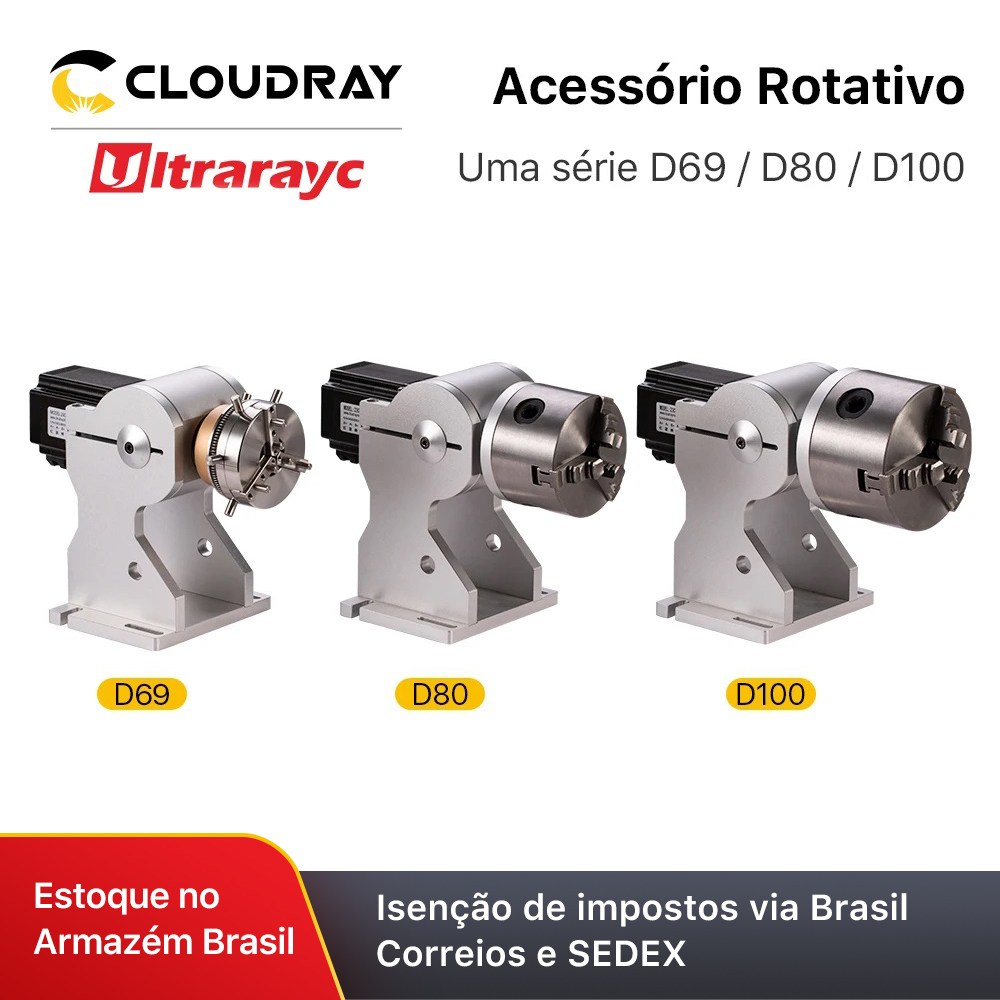 Ultrarayc acessório rotativo dia.69/80/100mm dispositivo fixação pinça três mandril mesa de trabalho rotativa para máquina de peças de marcação a laser