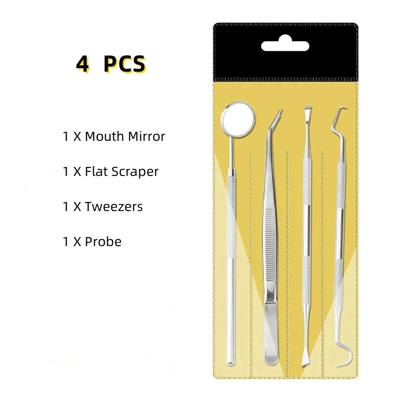 3 sztuk/4 sztuk dentysta ze stali nierdzewnej czyste narzędzia lustro dentystyczne podwójna sonda środek do czyszczenia zębów narzędzie dentystyczne produkty zestaw do pielęgnacji jamy ustnej