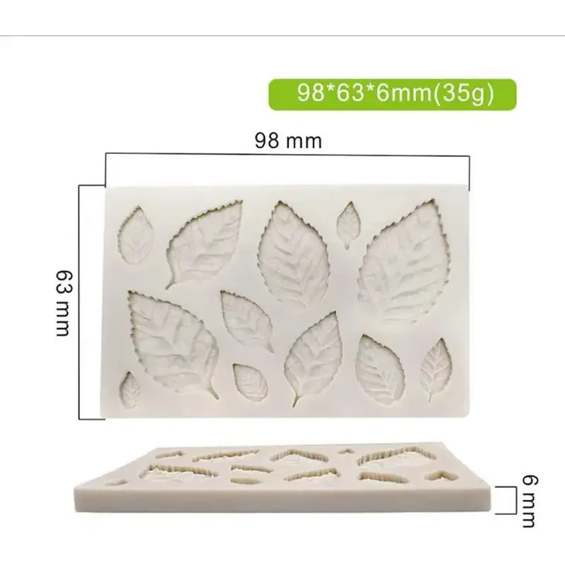 3D ローズリーフシリコンモールド多用途ケーキデコレーションツール、チョコレート & 樹脂ノンスティック、簡単にリリースでき、ベーキング愛好家に最適
