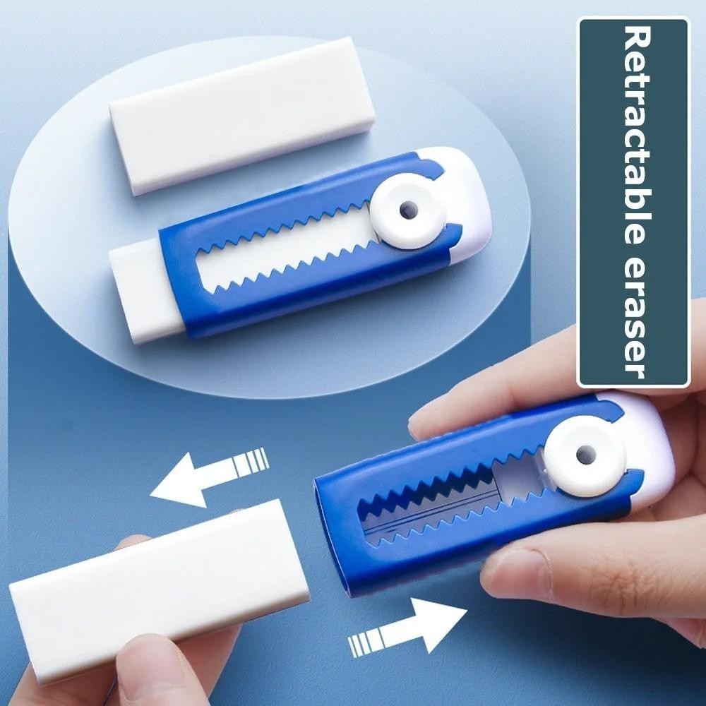 【1 Eraser+2 Refills】 Creative Push-pull Design Eraser Set Student School Office Stationery Supplies