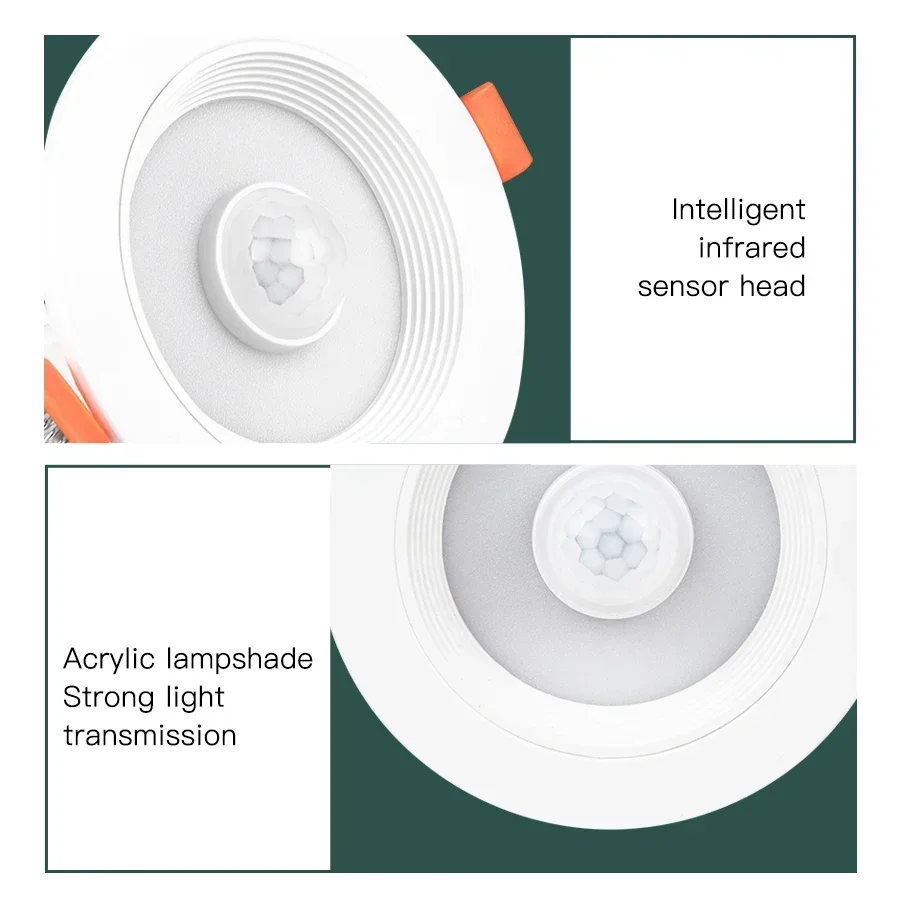 Luz empotrable LED empotrable 5W 10W 15W 20W 110V 220V Sensor de movimiento lámpara de ahorro de energía 85-265V para pasillo dormitorio foco de techo
