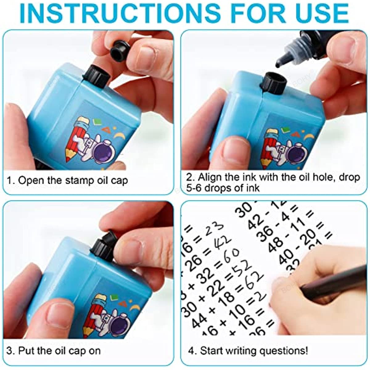 Rolo de matemática carimbo de ensino digital para adição, subtração, divisão de multiplicação, pré-escolar, jardim de infância, material escolar