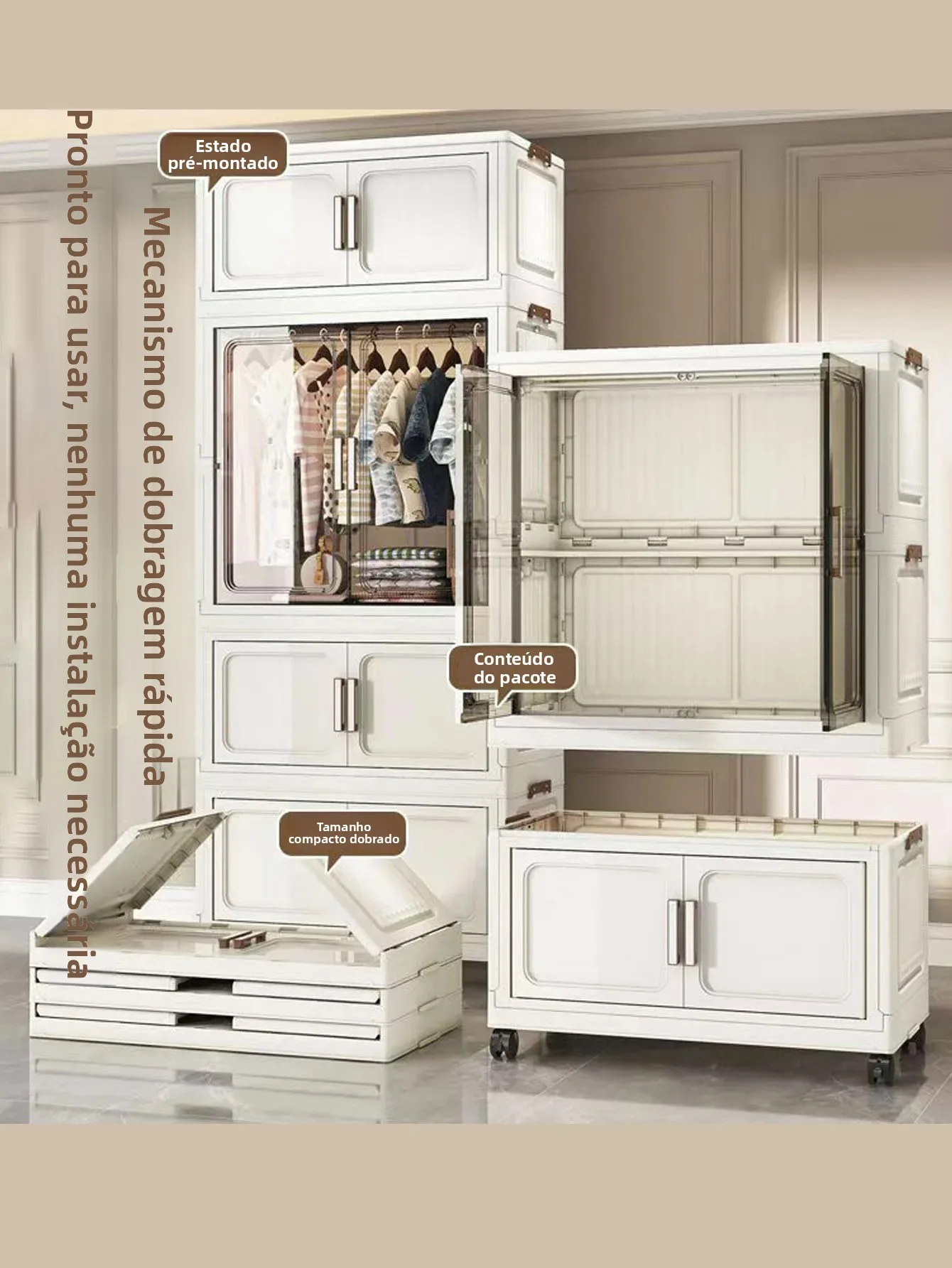 Armário de armazenamento dobrável multi-cenas armário dobrável organizando solução de armazenamento para casa jardim escritório escola preto branco
