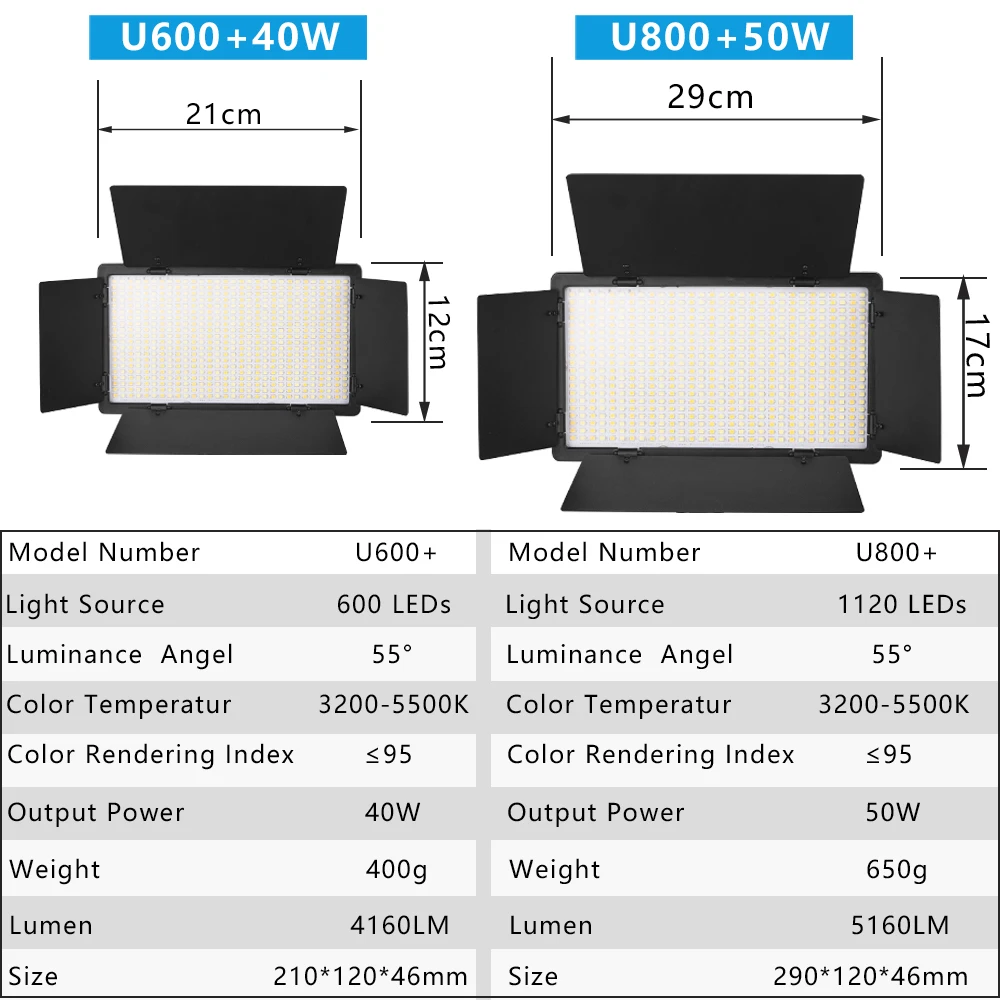 Nagnahz U800/U600 LED lampe de Studio Photo pour Tiktok Youbute jeu en direct éclairage vidéo 40W/50W Portable enregistrement vidéo photographie panneau lampe