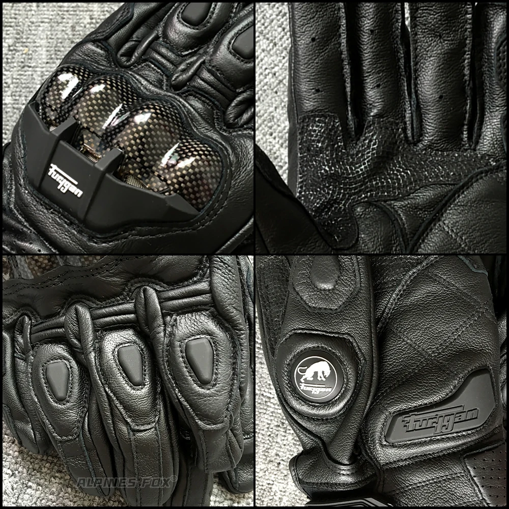 Guanti da moto in pelle AFS 6 Guanti protettivi in fibra di carbonio da uomo Guanti da moto da motocross neri Guanti da equitazione da corsa M-XXL