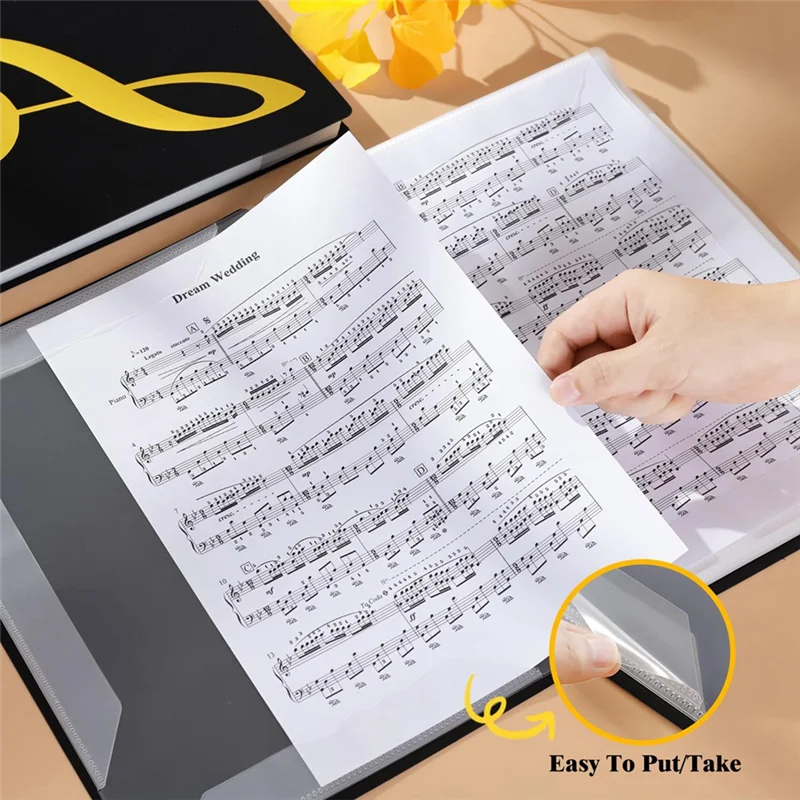 Newest Sheet Music Folder, 60 Pages, Sheet Music/Holder,Fits Letter Size A4, Writable & Detachable Choir Folder (Black)
