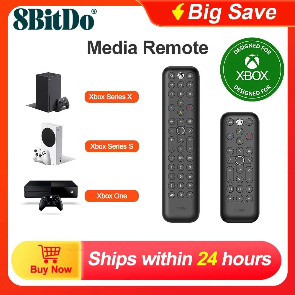8BitDo XBox メディア リモート Microsoft 認定、Xbox One、Xbox Series X、S (赤外線リモート) Microsoft Xbox コンソールと互換性あり