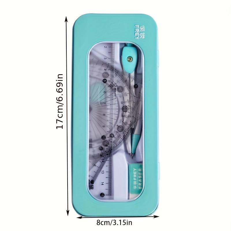 Набор карандашей с линейкой, компасом и геометрическим рисунком, 7 шт./комплект