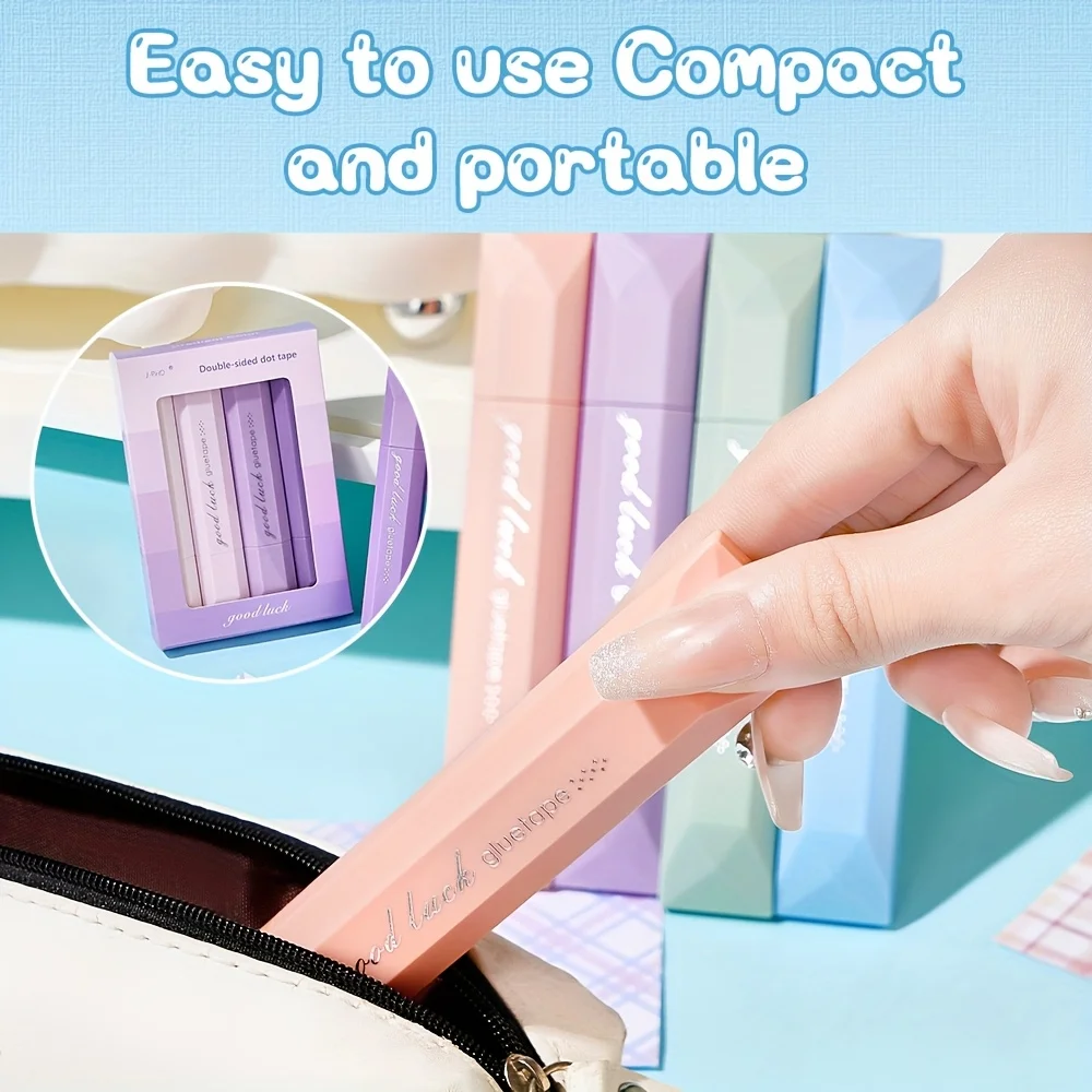 4pcs large-capacity double-sided dispensing pens, seamless adhesive, suitable for scrapbooks and DIY office stationery