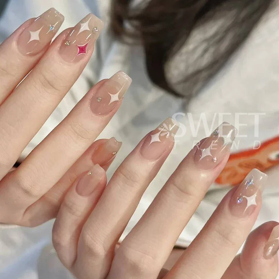 3D Black Sliver Stars Nails Stickers Bronzing Laser White Cross Starlight Glossychic Stylish Y2K Adhesive Manicure Decorations