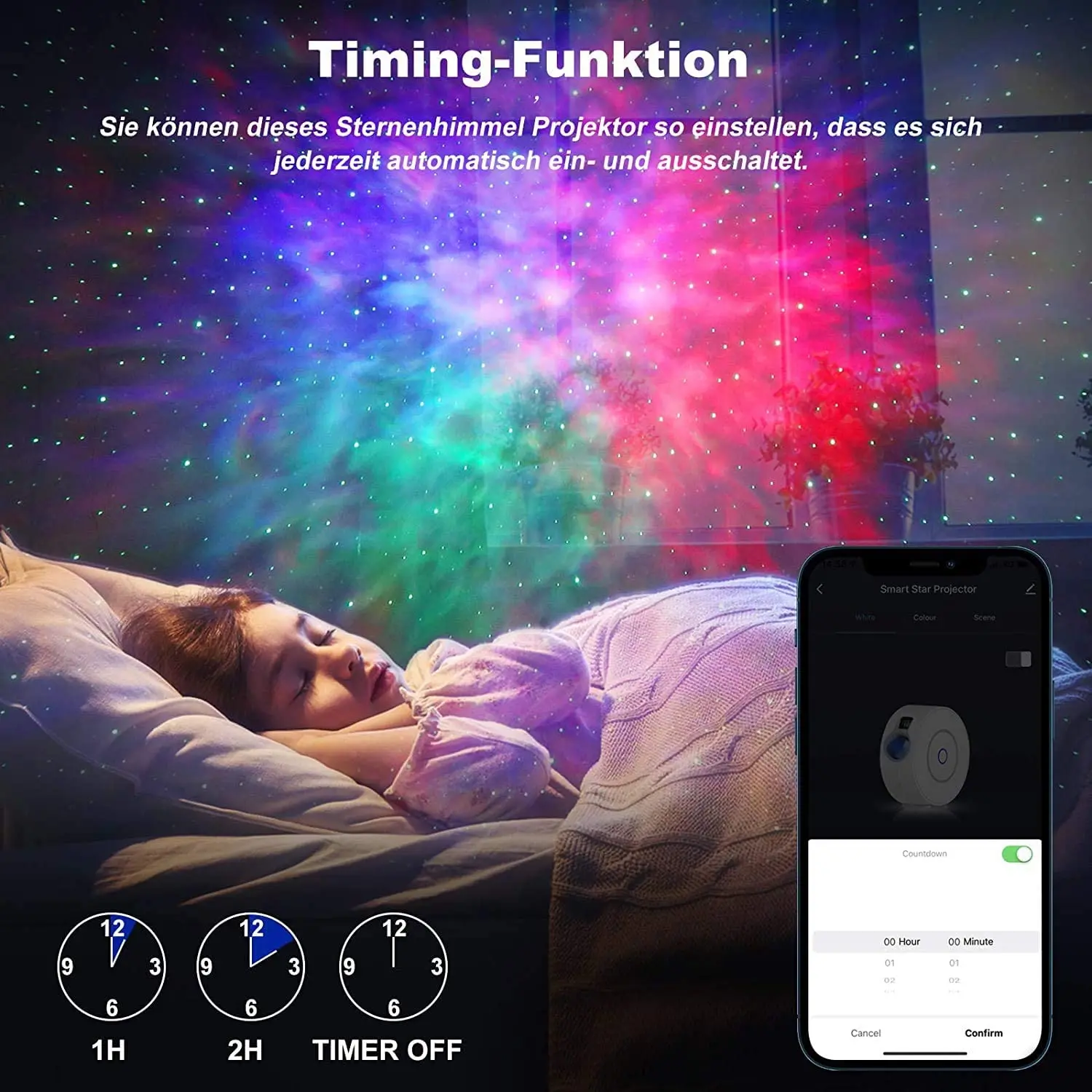 Projetor de céu estrelado wi-fi inteligente, luz noturna led, aurora, estrela, galáxia, lâmpada noturna para quarto, jogos, festa