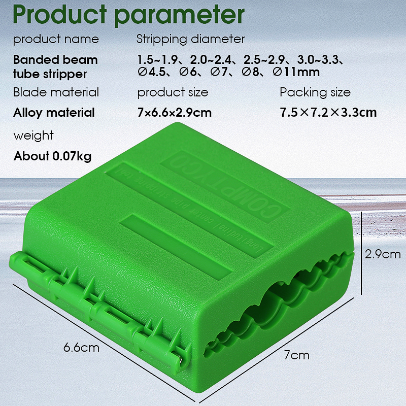 Comptyco AUA-09 fibra óptica fita cabo óptico stripper 1.5-11mm longitudinal centro tubo de descascamento ferramenta talhadeira verde
