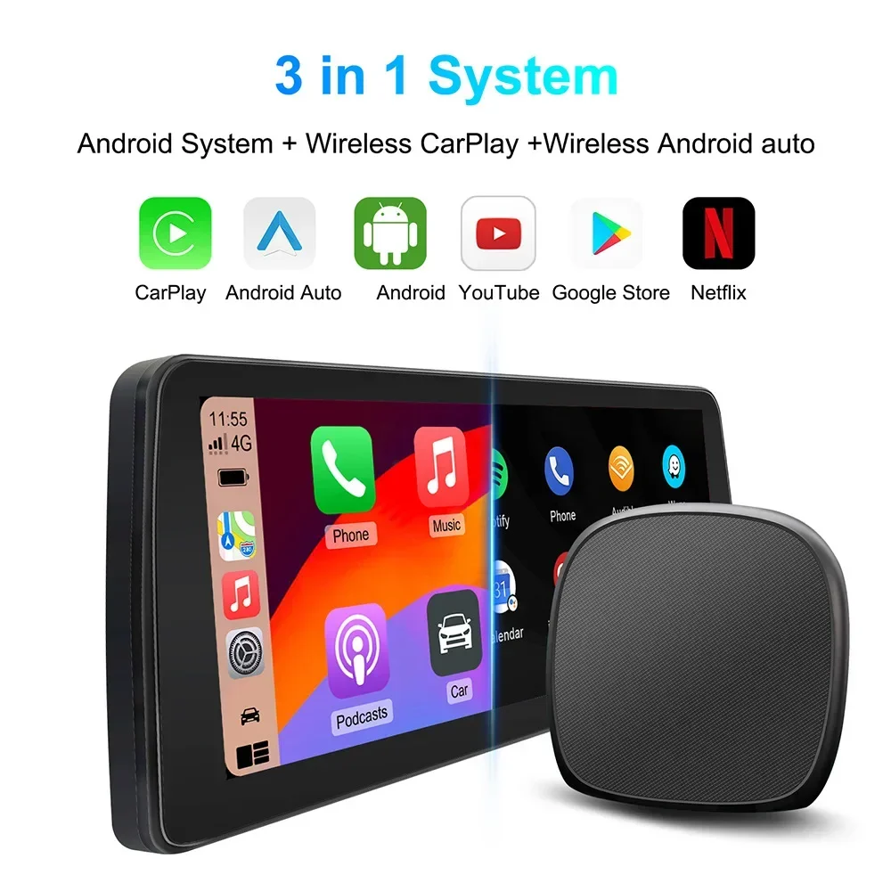 Android 13 TV CarPlay AI Box adaptador inalámbrico Carplay Android Auto tienda integrada para Youtube Netflix sistemas de inteligencia de coche