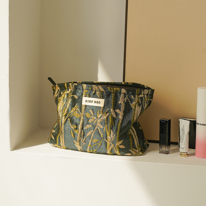 Женская косметичка с блестящими чернилами из бамбука DJDF, брендовый цветочный узор, застежка-молния, полиэстер
