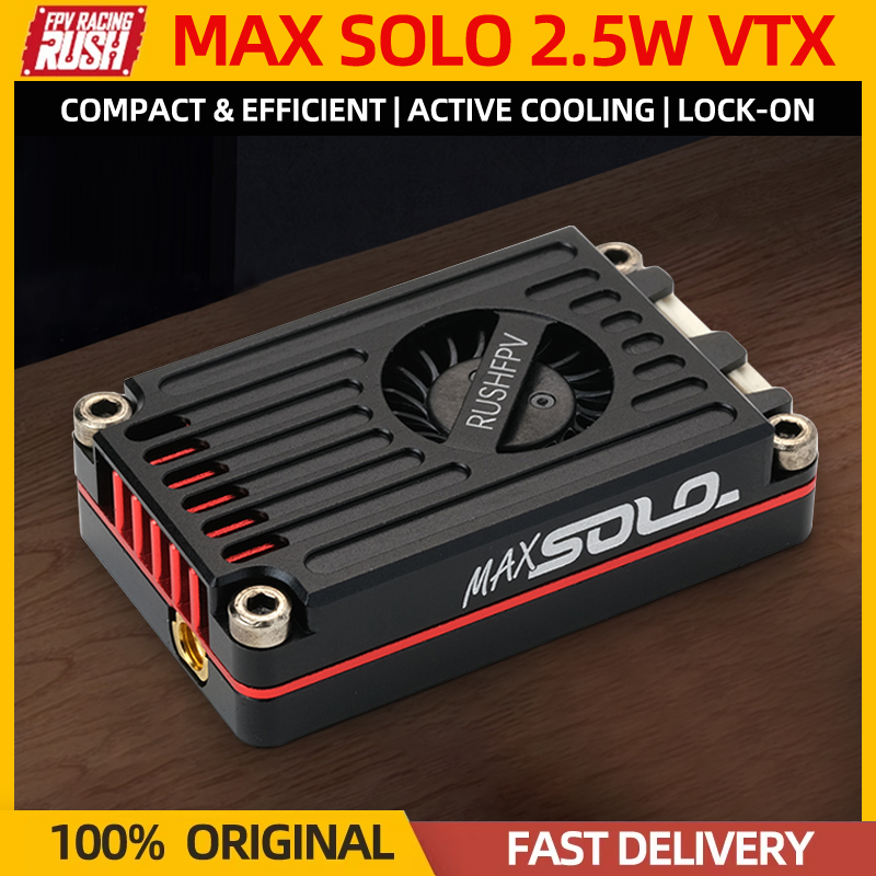 RUSHFPV RUSH MAX SOLO 5.8GHz 2.5W 48CH VTX CNC Shellพัดลมระบายความร้อนในตัวสําหรับRC FPV Long Range Racing Drone