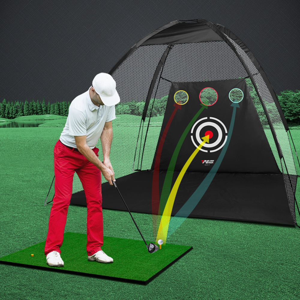 PGM-tienda de práctica de Golf al aire libre, red con agujeros de corte de postes, jaula de bateo portátil para corte interior, prácticante de columpio