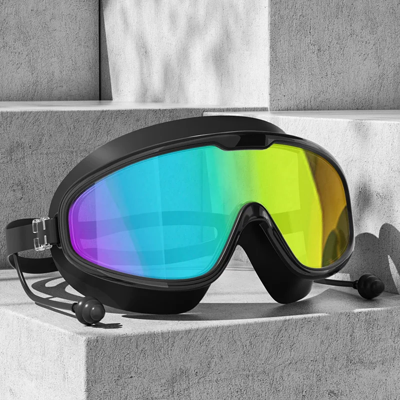 Galvanisierte Schwimmbrille mit großem Rahmen für Erwachsene/Antibeschlag- und Anti-Ultraviolett-/Sicherheits-optische Gläser/Schwimmzubehör