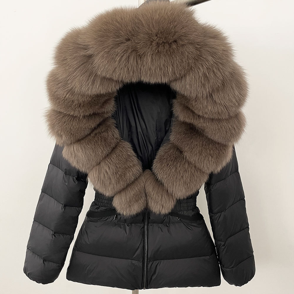Winter Women Real Fox Fur Collar Down Jacket Ladies Short Warm Puffer Coat Female Loose Parka