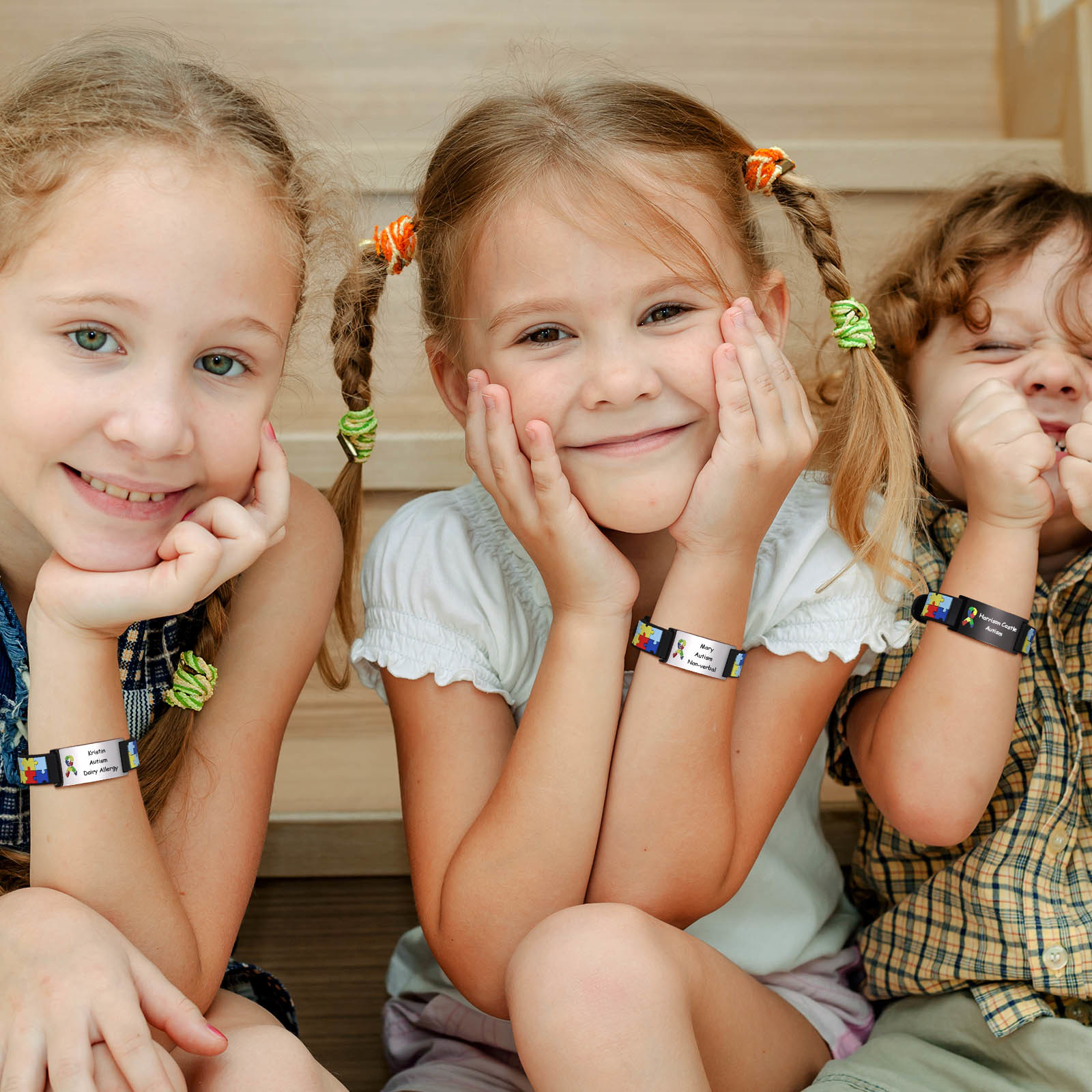 Pulseira personalizada de aspergers de autismo para menino e menina, identificação de alerta médico gravada, pulseira de silicone ajustável, presente gravado