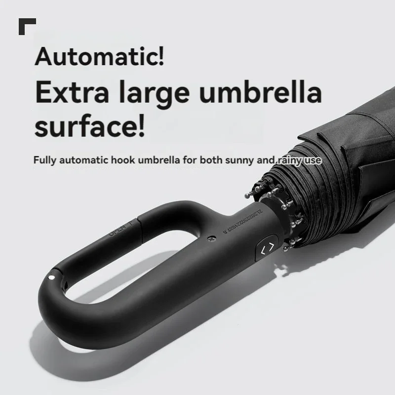 Parapluie automatique pour hommes et femmes, entièrement ouvert, conception de boucle d'anneau, 20 nervures, Extra Large, pliable, solide, Double parapluie