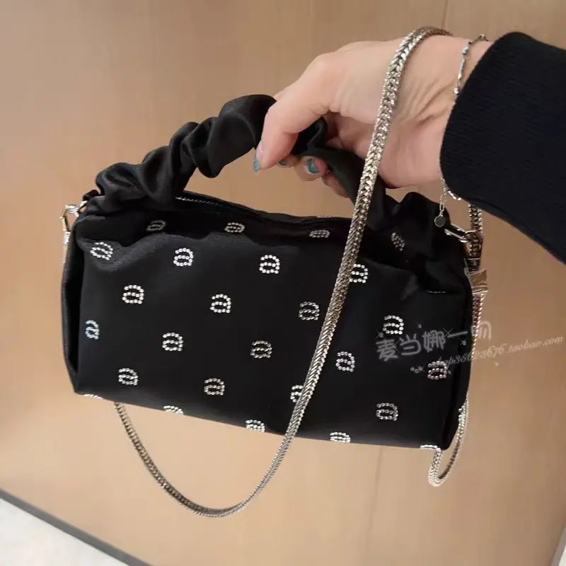 WANG-女性用ラインストーンハンドバッグ,チェーン付きショルダーストラップ,トレンディな高級ブランド,新しいコレクション